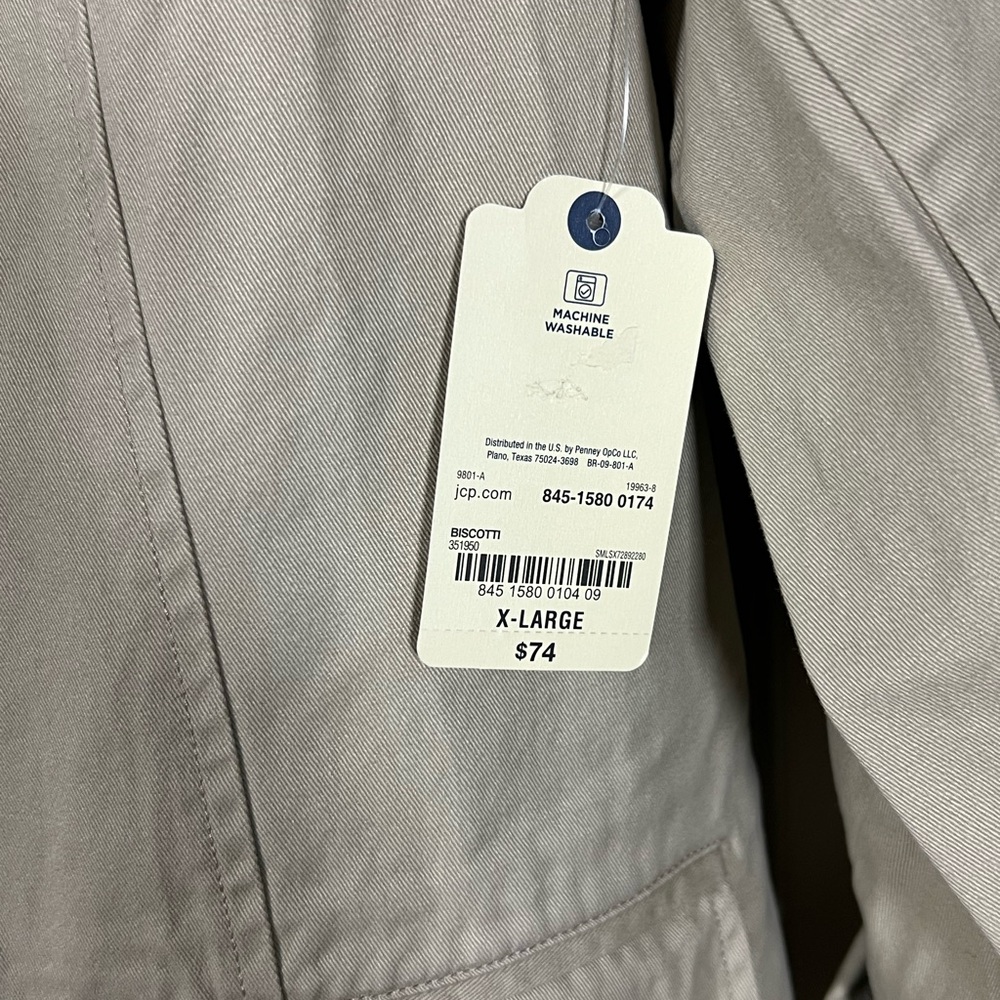 St. John’s Bay Khaki Utility Blazer Jacket XL Cotton Button Front NWT - Picture 4 of 8